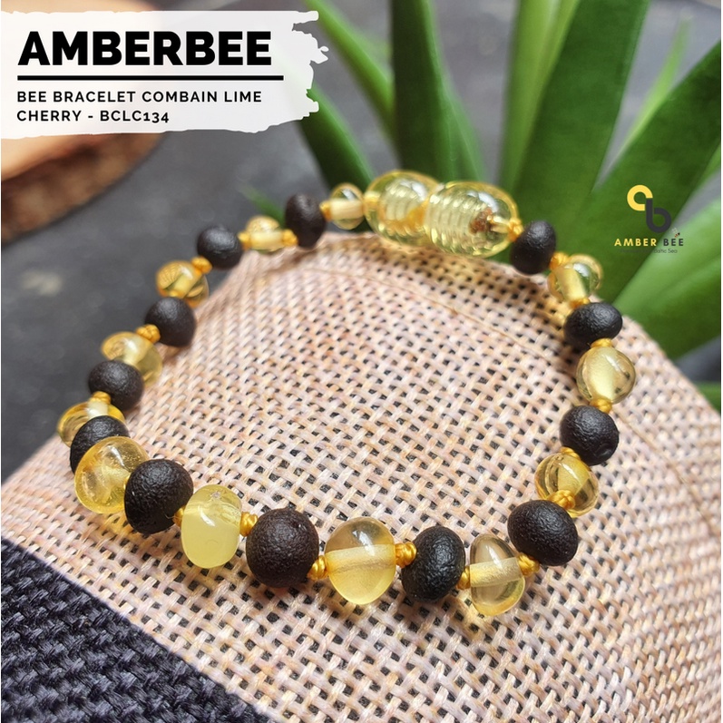 Gelang Anak Amber Baltic Lithuania Premium Mix Lime Cherry BCLC134 By Amber Bee