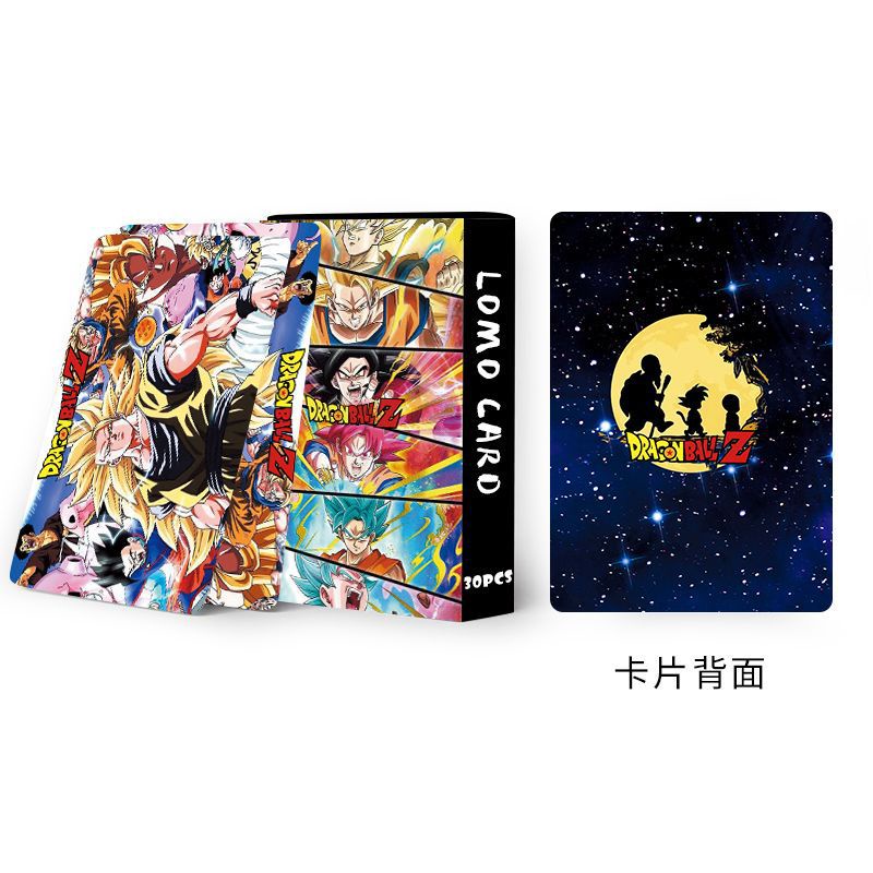 30pcs / Kotak Kartu Lomo Foto Dua Sisi Motif Print Anime Dragon Ball