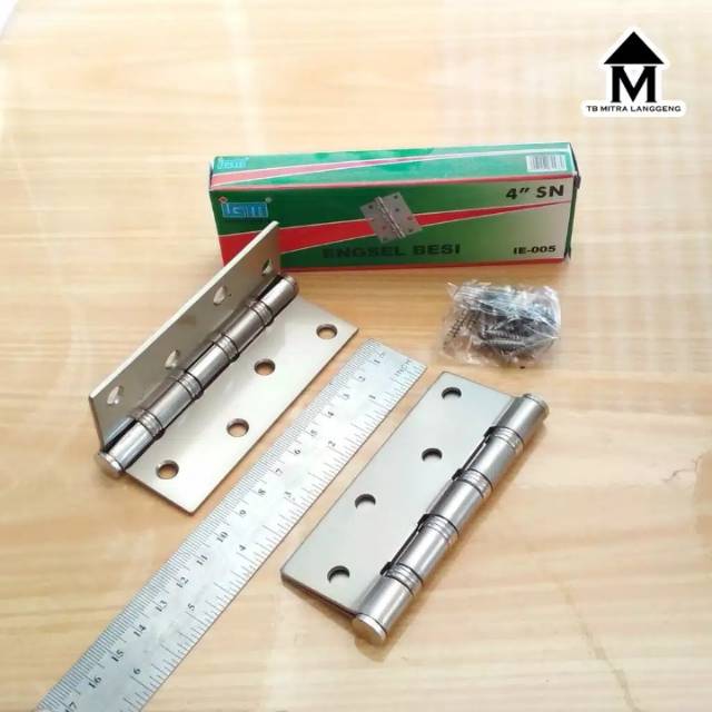 engsel 4 inch engsel pintu rumah merek igm IGM engsel 4&quot; baut 4 satin crom chorme besi tebal 2,5 mm