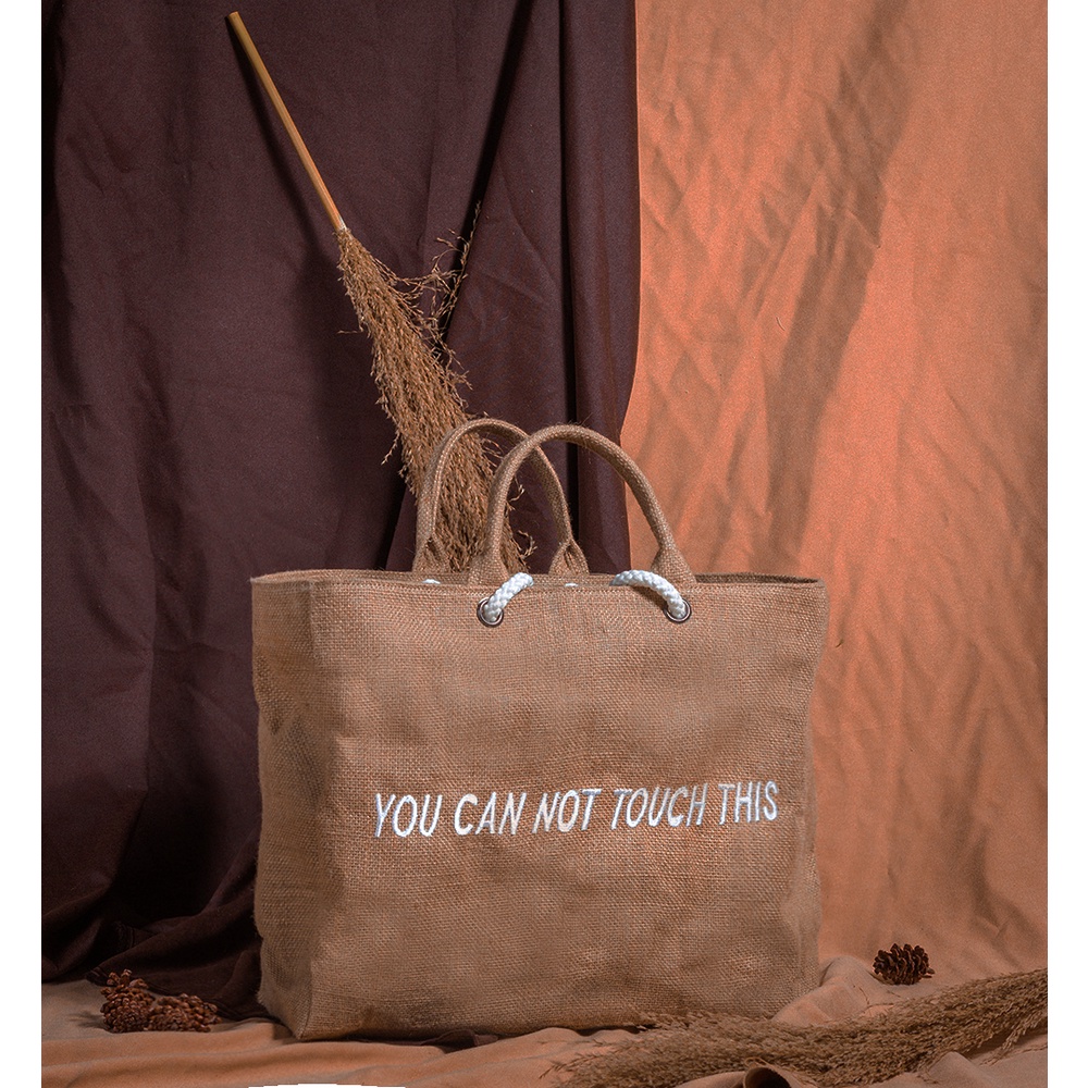 Custom made Oversized Tote Bag Karung Goni  Tali Sumbu -  Custom Nama atau Tulisan Bordir