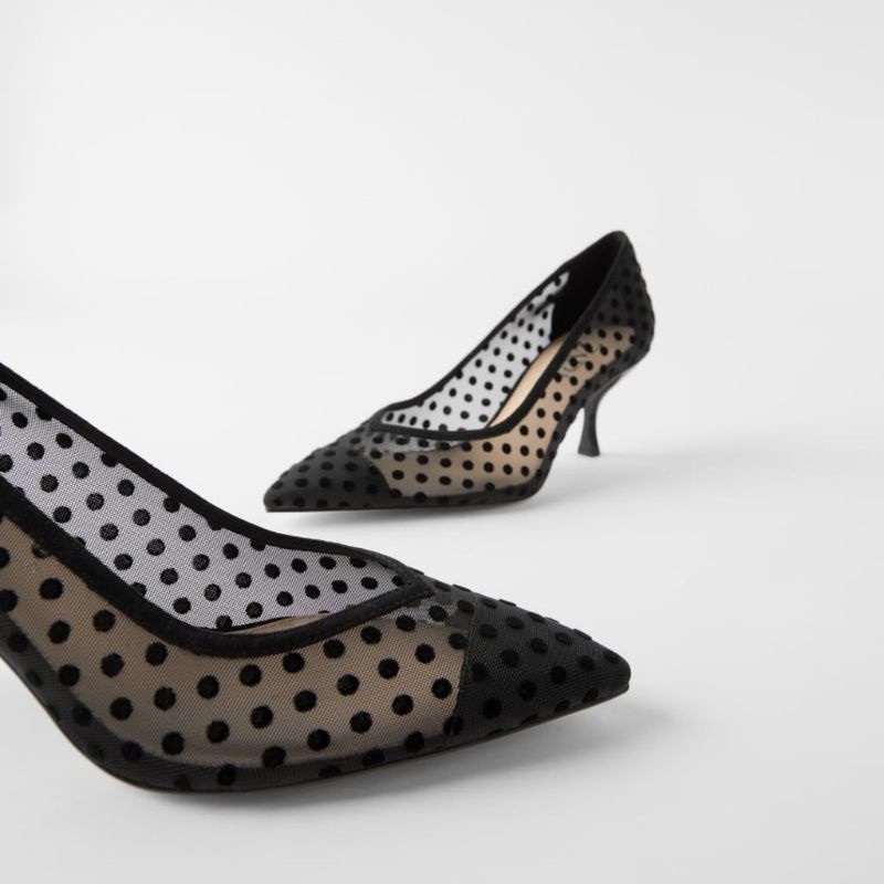 Zara Heels Hitam Polkadot Hanya [Size 37]