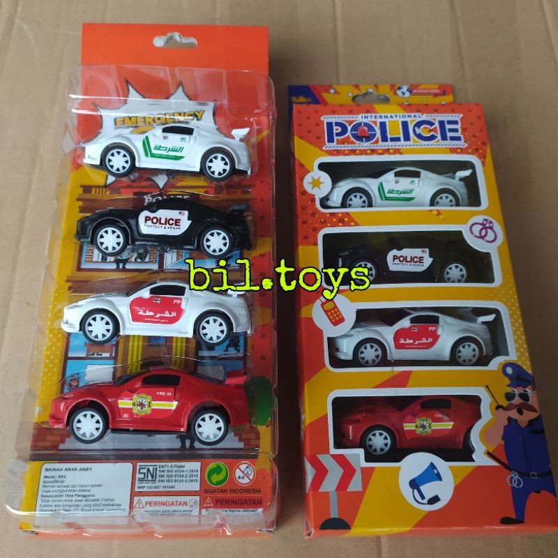 International police toys / mainan mobil polisi isi 4 pull back super bagus