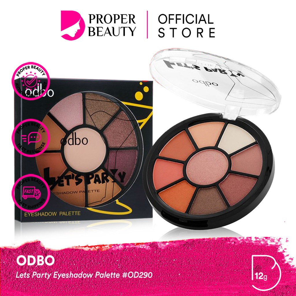 ODBO Lets Party Eyeshadow Palette #OD290 Thailand / Cosmetic / Shimmer Satin Glitter / Matte Natural