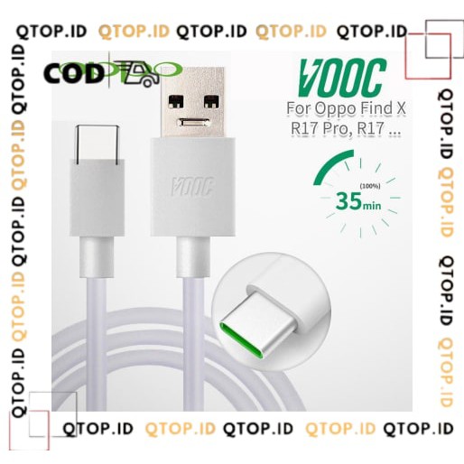 Kabel Data Fast Charging Oppo Vooc R17 Type C usb Cable [QTOP.ID]