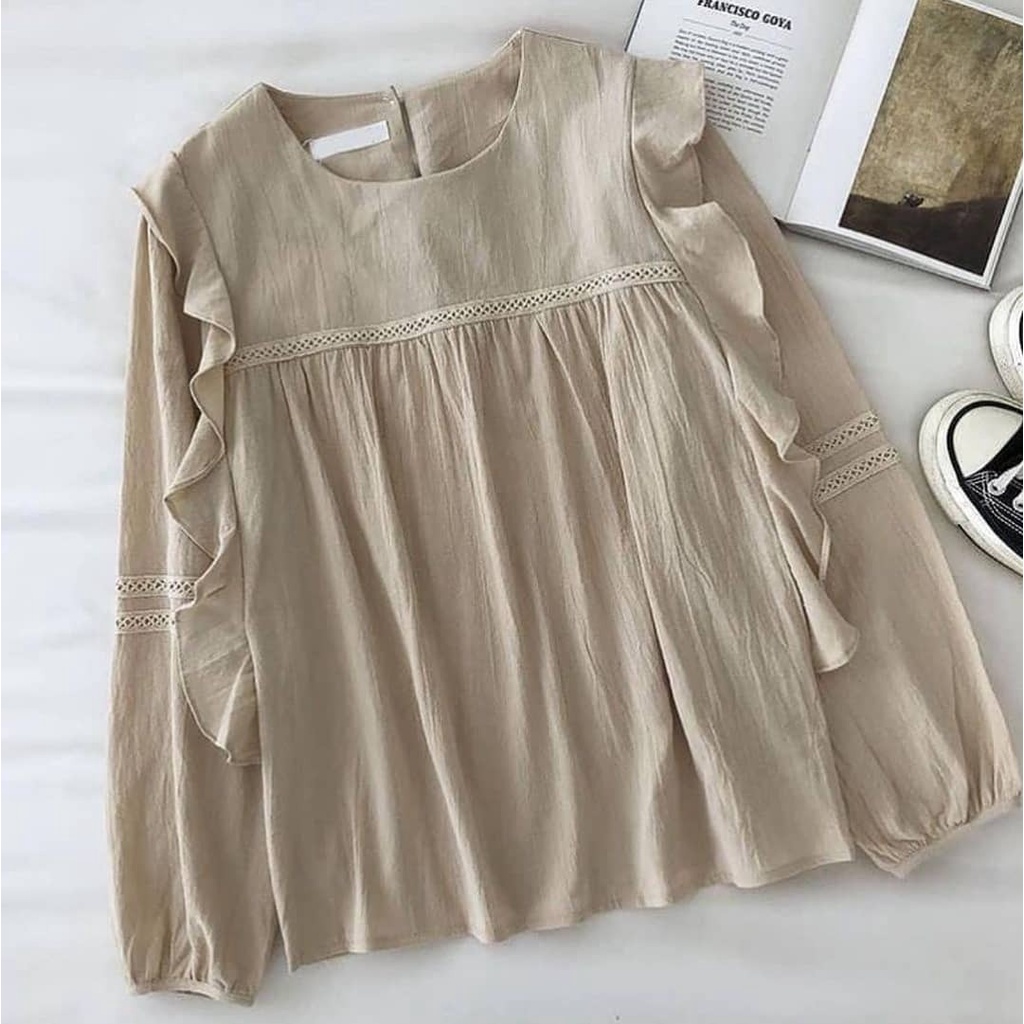 BLOUSE WANITA - SAKA BLOUSE -  PAKAIAN WANITA - FASHION WANITA KOREA - BLOUSE WANITA LENGAN PANJANG-4