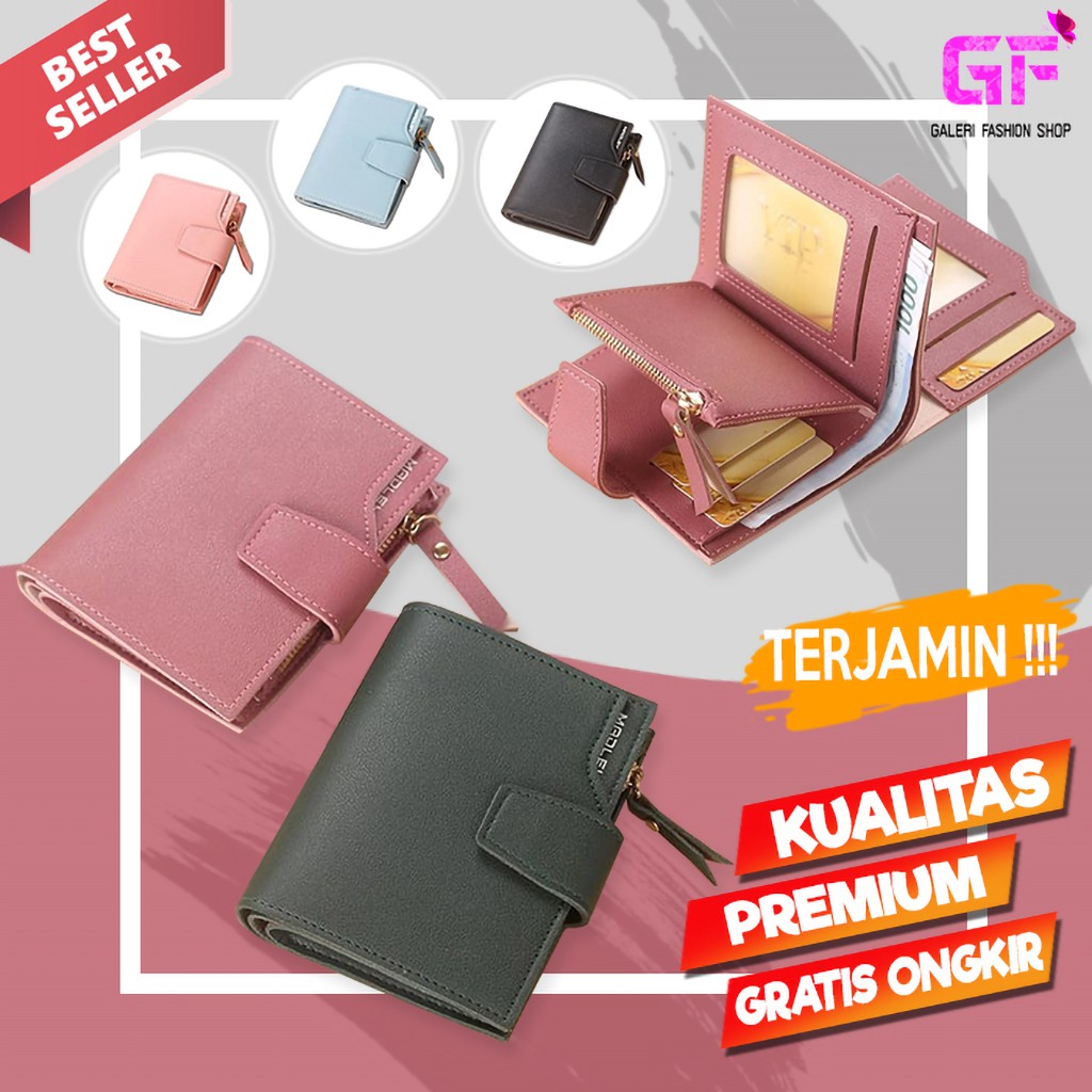 DOMPET KECIL WANITA KARTU LIPAT PENDEK CEWEK KOREA KULIT SIMPLE LEATHER WALLET IMPORT MURAH GF534