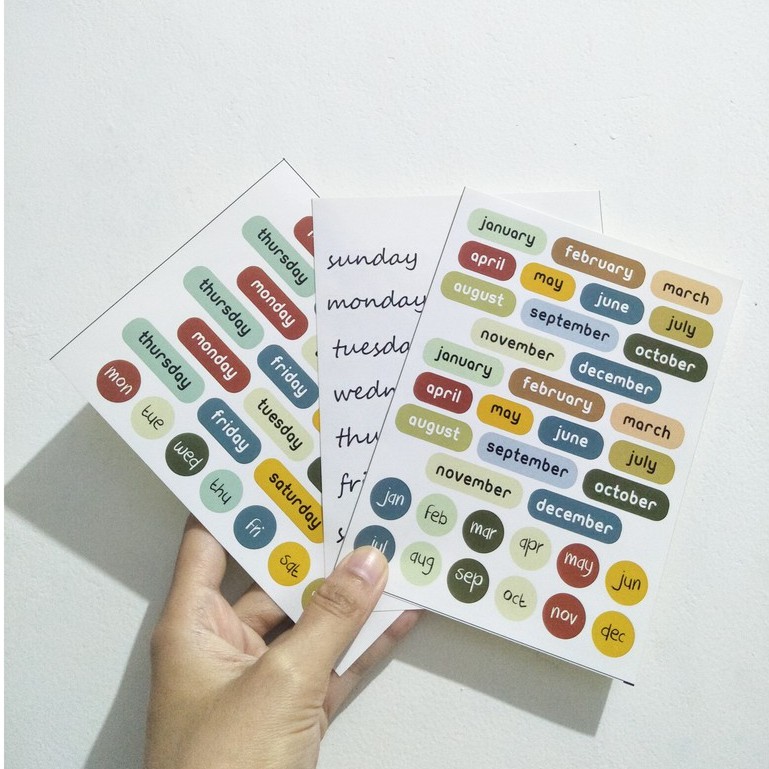 

[Defect] Stiker A6 Month Series Day Series Minggu Bulanan Warna Warni / Sticker Journal Set