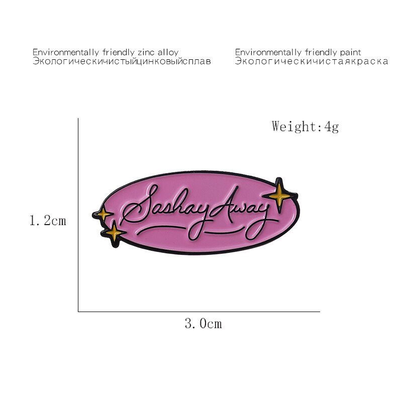 Pink Oval with Letters RuPauls Drag Race Enamel Pin Cartoon Bag Denim Shirt Lapel Pin Brooch Badge Fashion Jewelry for Women