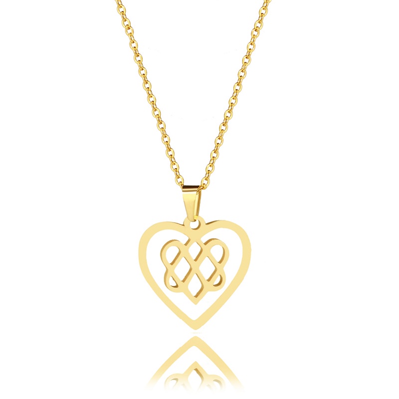 Ornamen 18K Emas Peach heart stainless steel Kalung Cinta gaya Cina berbentuk hati pendek kalung swe