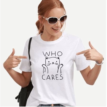 MYSTIQUE.ID-BAJU KAOS WHO CARES T-SHIRT LUCU DAN AESTHETIC