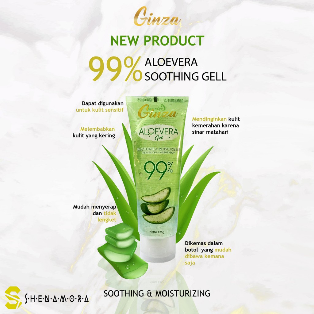 Ginza Aloevera 100%  Shoothing Gel &amp; Moisturizing 125 ml