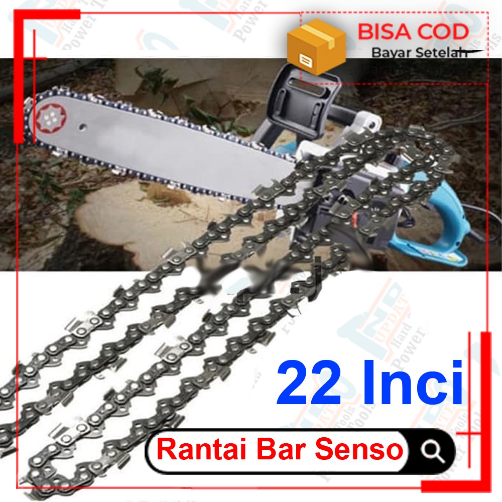 Rantai dan Sinso Guide bar Chainsaw 22 inch Plat guidebar Senso Gergaji Pohon 22 in Super Tajam Sparepart