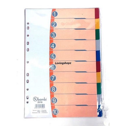 

Pembatas Binder Ukuran Folio /F4 Bambi,Divider Bambi 2510 Terlaris