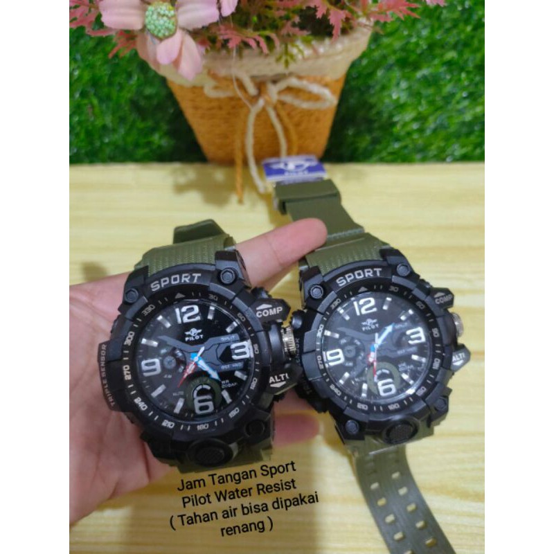 jam tangan sport  pilot water resist/anti air