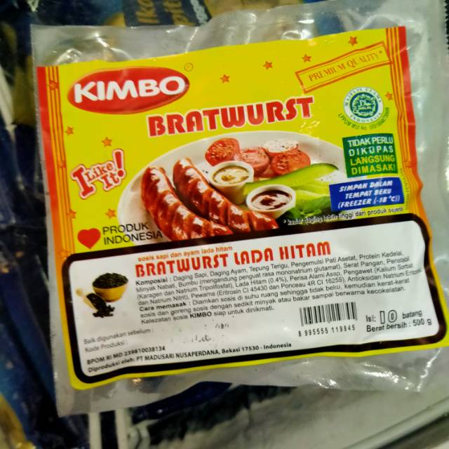 

Kimbo bratwurust black paper 10s 500gr