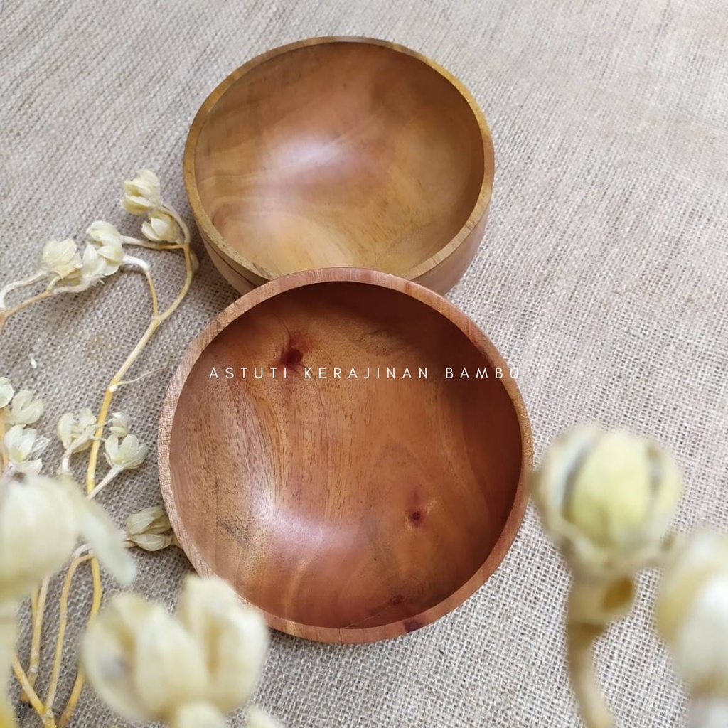 MANGKOK KAYU MAHONI 14 cm/Mangkok Kayu/Mangkok Makan Kayu/Mangkok Hias Kayu/Mangkok Tradisional