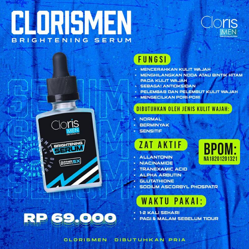 Clorismen Brightening Serum - Serum Wajah Pria Untuk Mencerahkan &amp; Memudarkan Bekas Jerawat Yang Menghitam