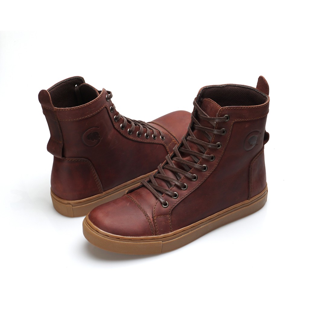 KHAFRA BROWN (Kulit Asli) - Sepatu Boots Pria Kasual Kulit Klasik Vintage Sporty Casual Cowok - Boot Kulit