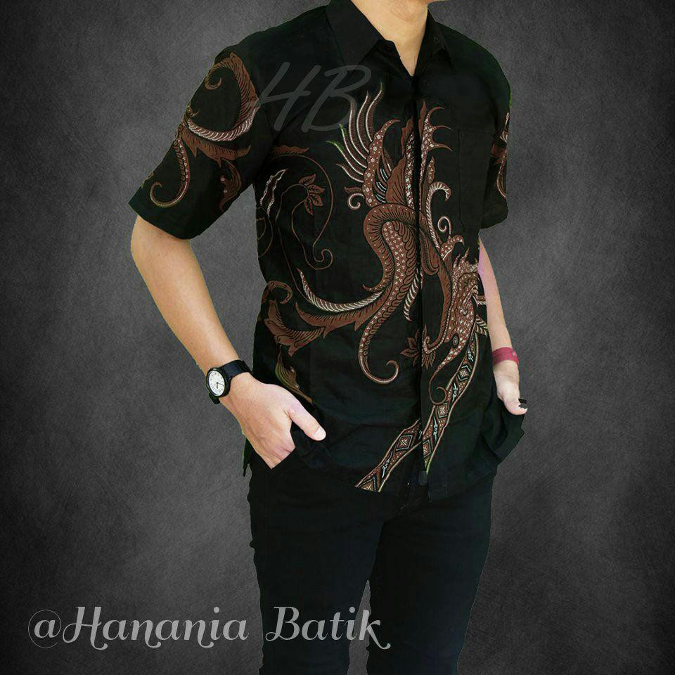 Baju Batik | Kemeja Batik Pria | Batik Modern Hitam Sogan