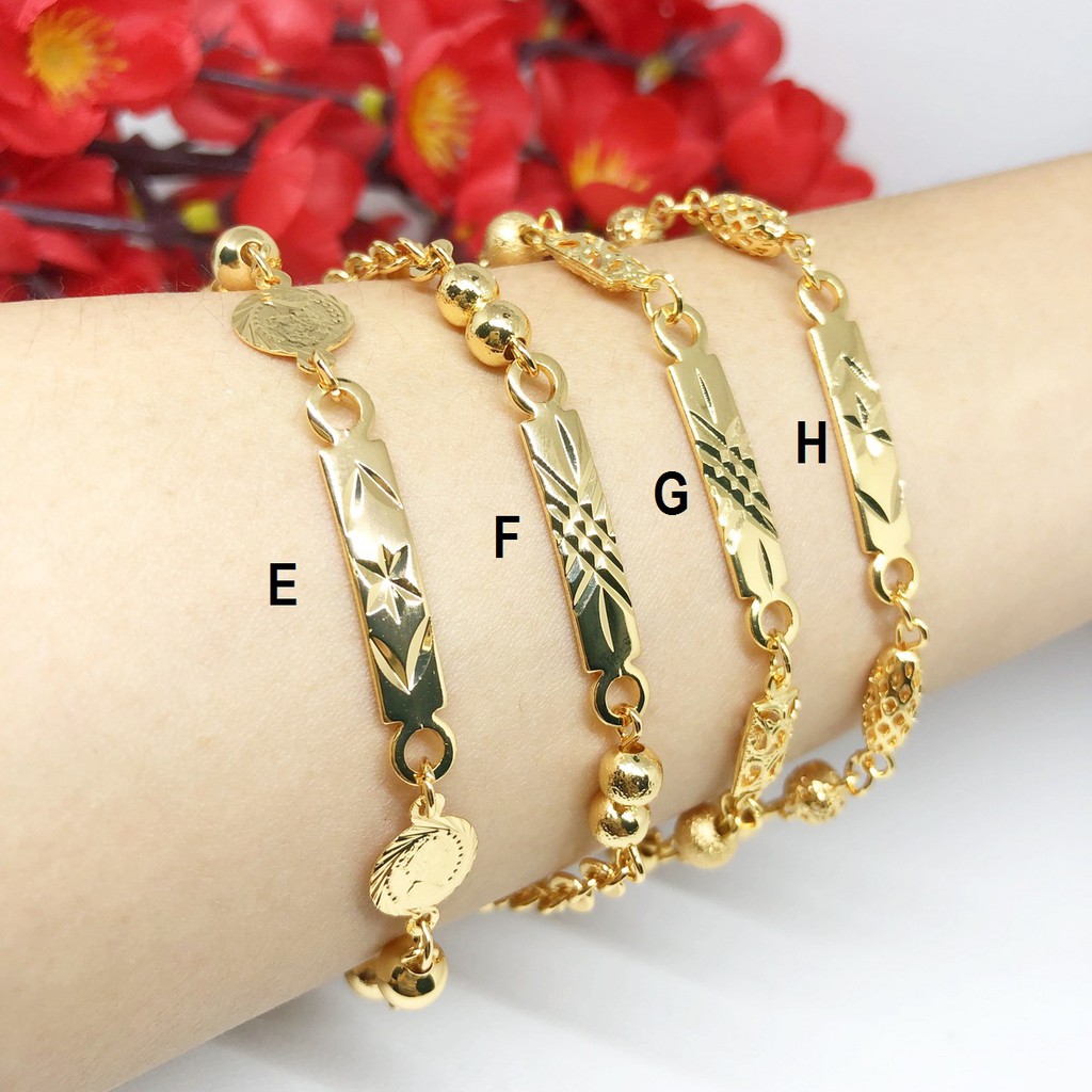  Gelang  Xuping  Rantai Bulat Koin Motif CC Lapis Emas 18k 