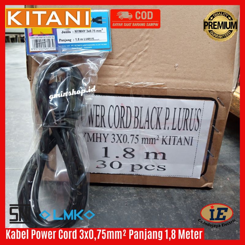 Kabel Power Cord 3x0,75mm Kitani 1,8 Meter