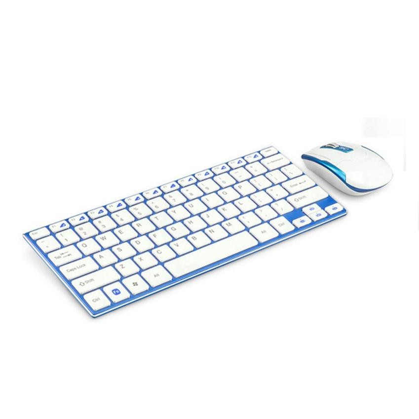 Mediatech Slim Metal Wireless Keyboard HK 3910+Wireless Mouse-Biru 52016biru