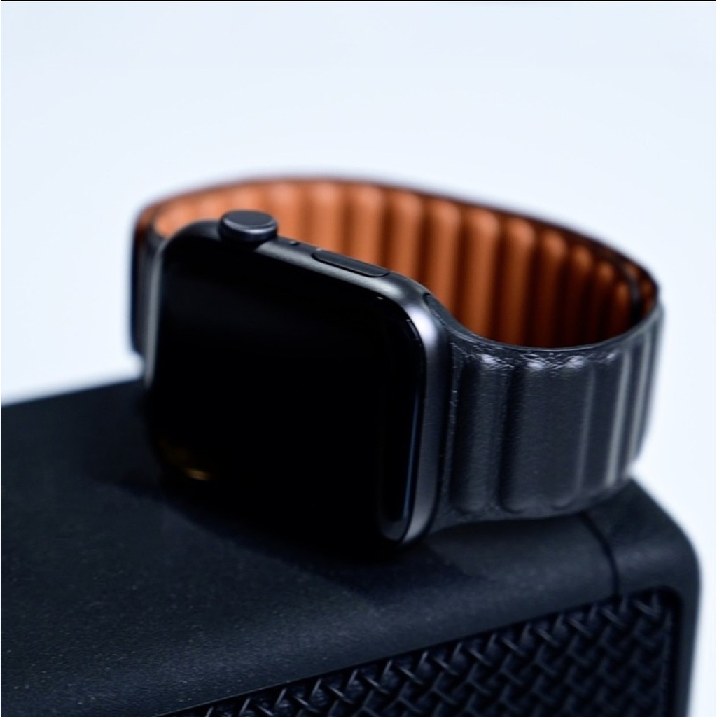 LEATHER LINK Magnetic Strap For untuk Apple watch 38mm 42mm 40mm 44mm  41mm 45mm Tali Kulit iwatch magnet Series 1 2 3 4 5 6 7 Se