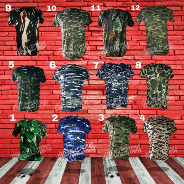 MT Kaos pendek loreng TNI AD/TNI AU/TNI AL/perbakin/pramuka/kopasus/camo/umum