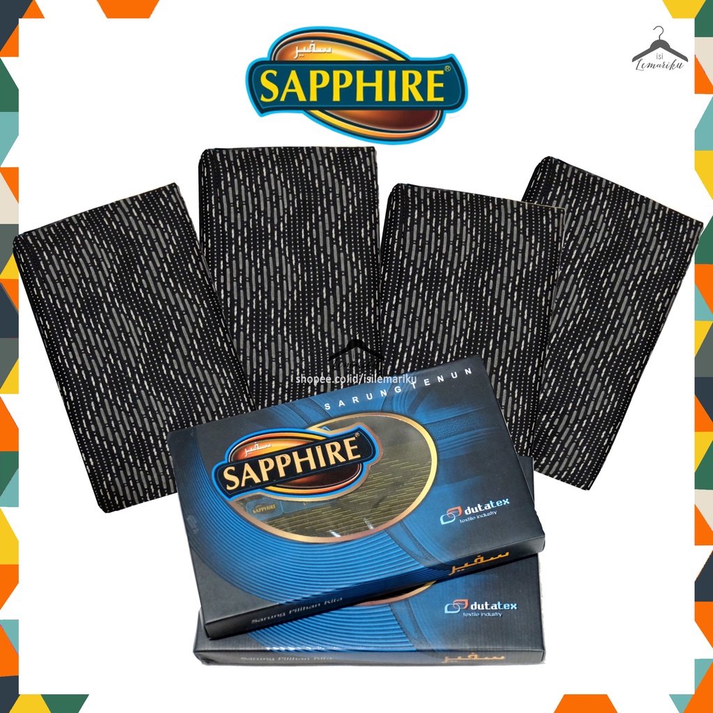 Sarung Sapphire Hitam Polos Putih Polos Tumpal / Sarung Tenun Pria Dewasa &amp; Anak