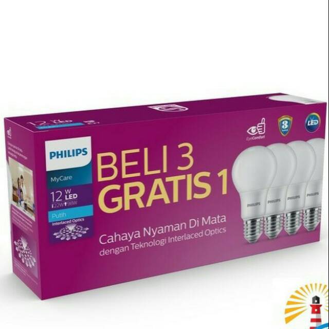 GROSIR LAMPU LED PHILIPS 12 WATT MULTIPACK PUTIH