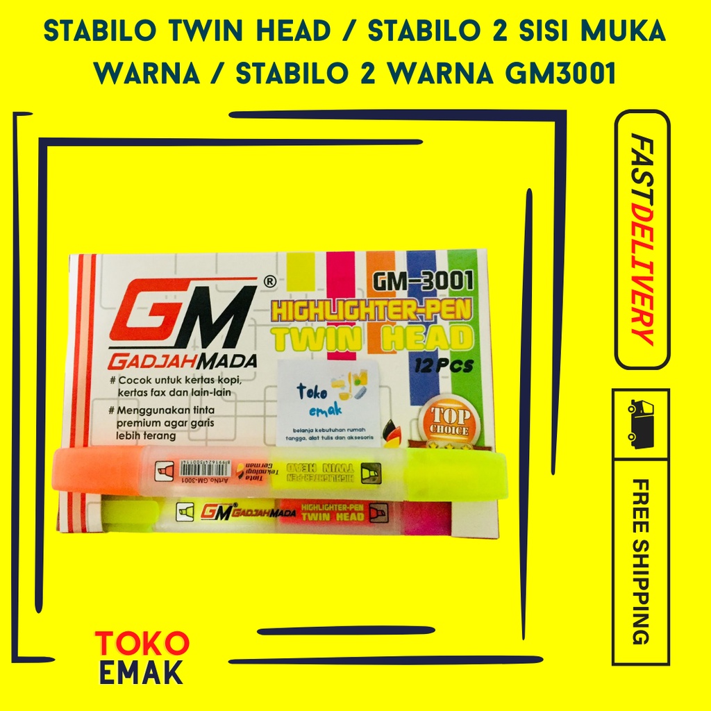

Stabilo Twin Head / Stabilo 2 Sisi Muka Warna / Stabilo 2 Warna GM3001