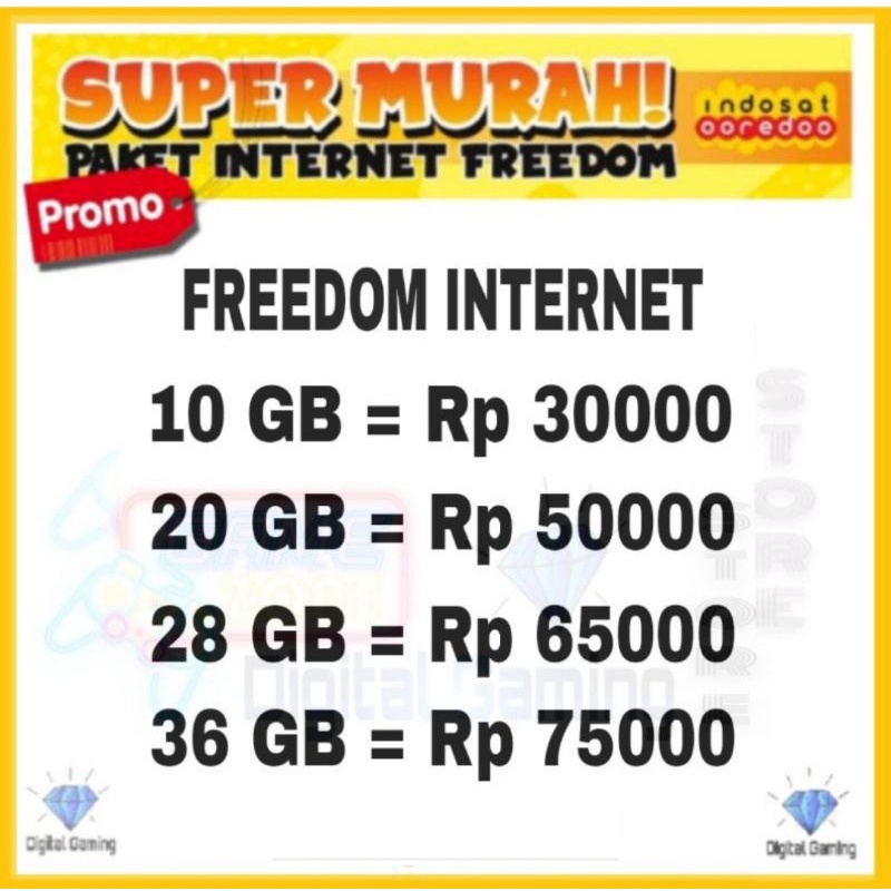 [NEW] PAKET DATA INDOSAT FREEDOM COMBO KUOTA MURAH 6GB 10GB 20GB 30GB 40GB