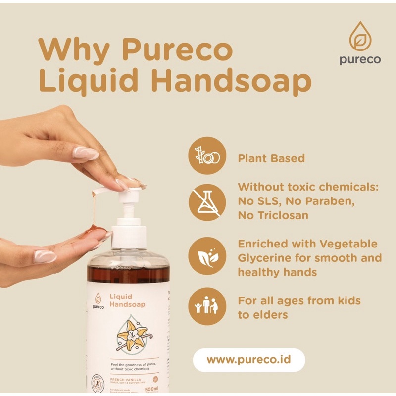 PURECO LIQUID HANDSOAP [ FRENCH VANILLA ] 500ML