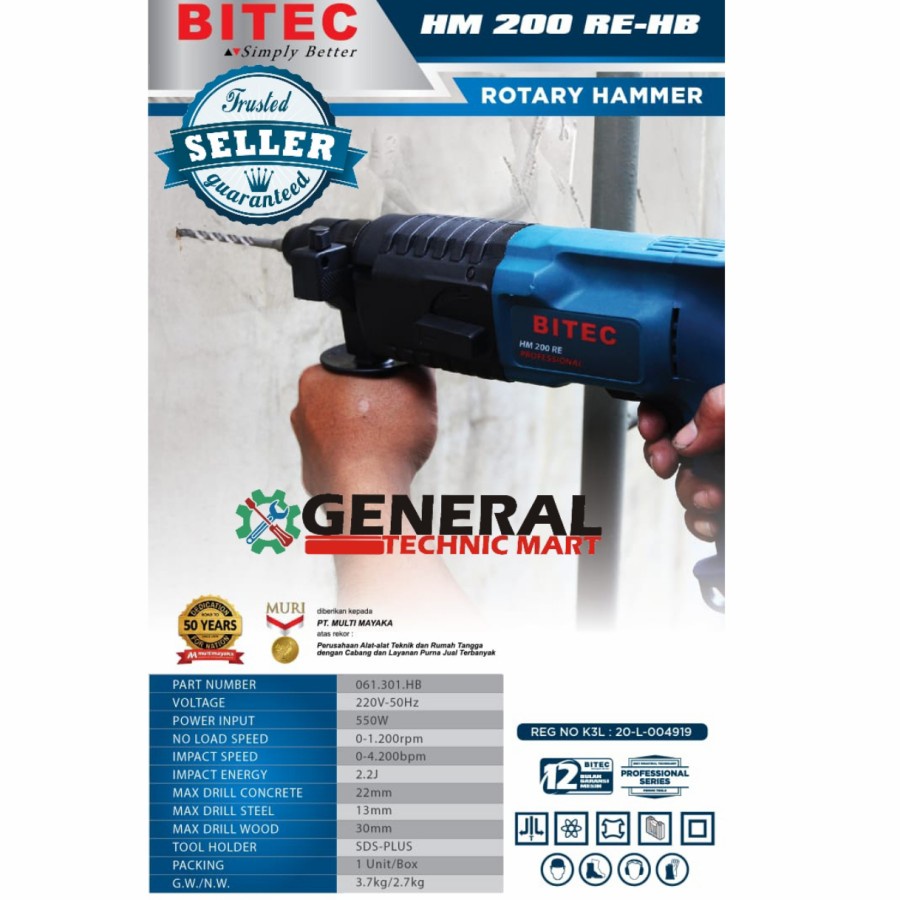Mesin Bor Beton Bitec HM 200 RE / Mesin Bor Beton Bitec HM200RE