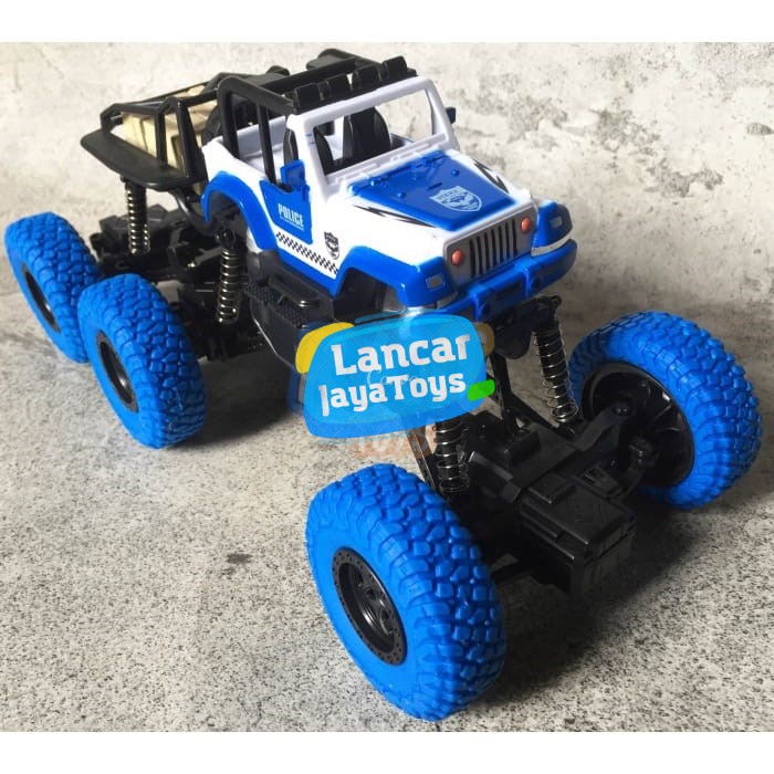 Mainan Anak Mobil Rc Rock Climber Vehicle 6 Roda Police Car Wrangler Skala 1:16 SH091