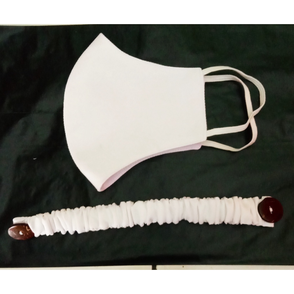 MASKER KAIN SATIN WARNA PUTIH HIJAB/NON HIJAB
