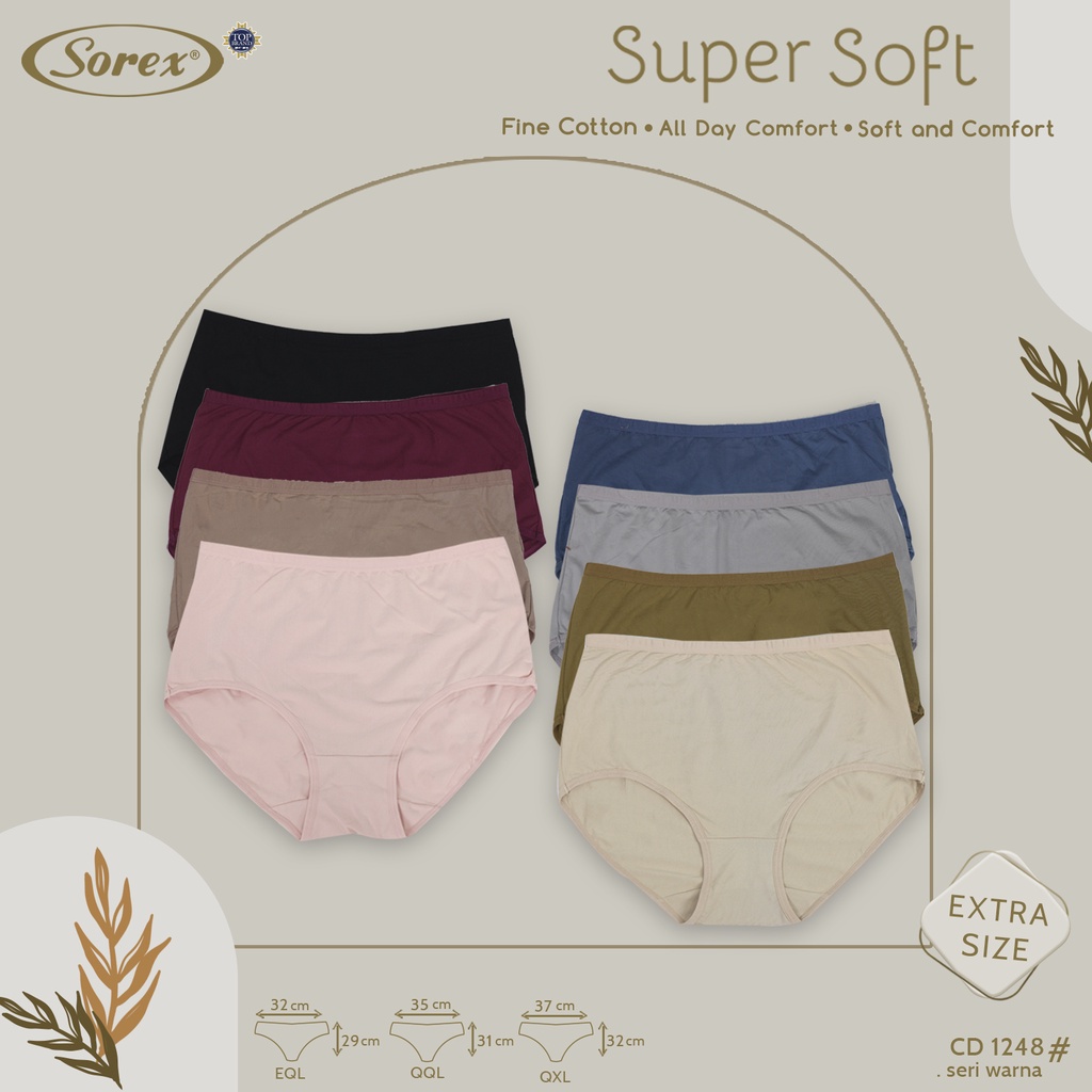 3 Pcs Celana Dalam Wanita SOREX 1248 EXTRA SIZE - MAXY Cutting - Super Soft - CD BIG SIZE Underwear JUMBO - Pakaian Dalam Wanita Katun Cotton