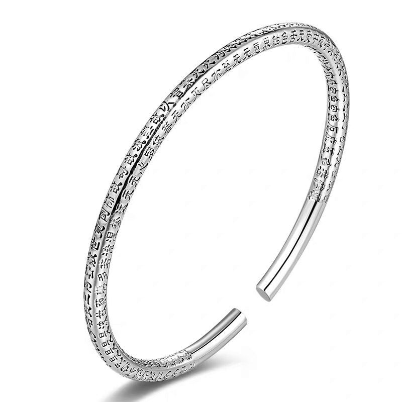 925 murni Perak gelang untuk pria Vintage Sutra Hati Tabung Bulat Gelang Mode perhiasan