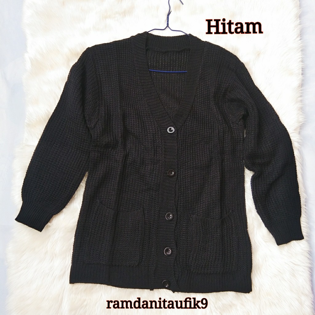Cardi Rajut oversize - Nakara Cardigan Rajut Premium  - Cardi Rajut oversize - kardigan crop 7 gate.-MARISA HITAM