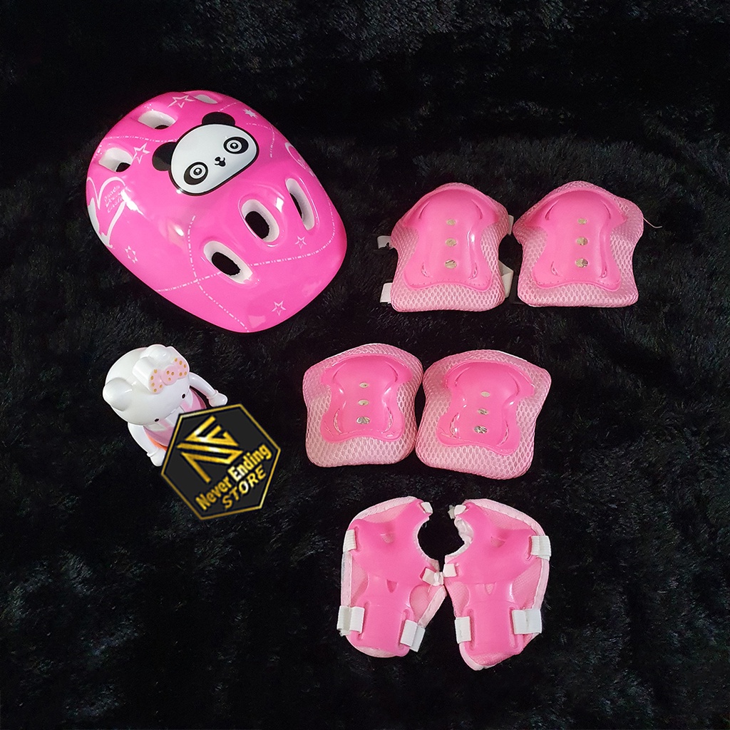 Paket Helm &amp; Dekker Sepatu Roda Anak Scooter Sepeda Skates Basic Protector