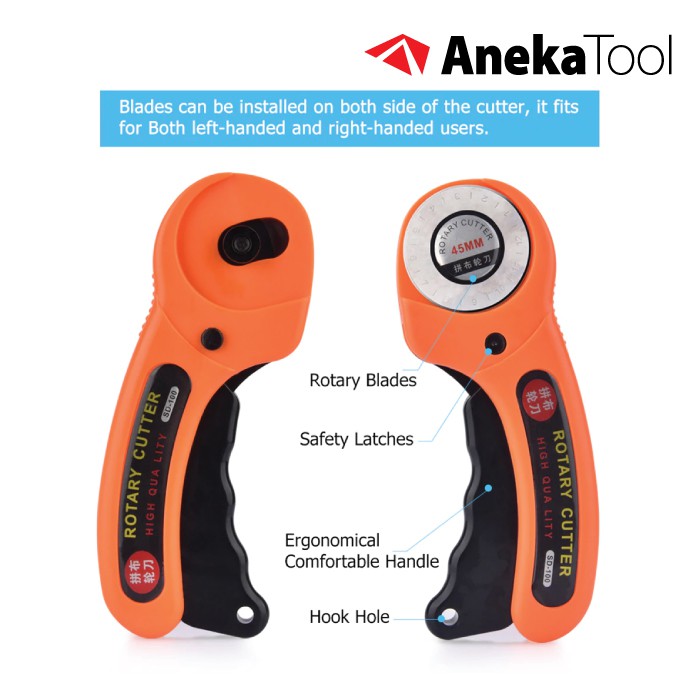 AT Alat Potong Bahan Kain Rotary Cutter 45mm - Kertas Plastik Kulit