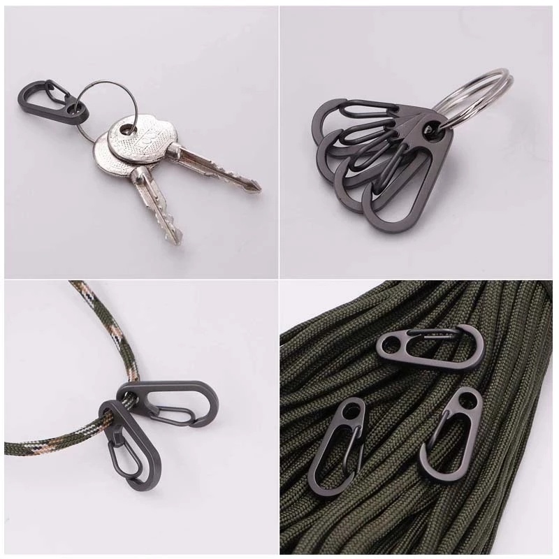 5pcs / Set Gantungan Kunci Carabiner Mini Bahan Metal Untuk Camping / Hiking / Outdoor