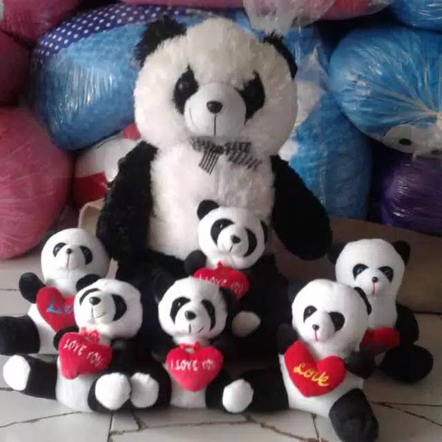 Boneka panda XL beranak 6 love SNI animal