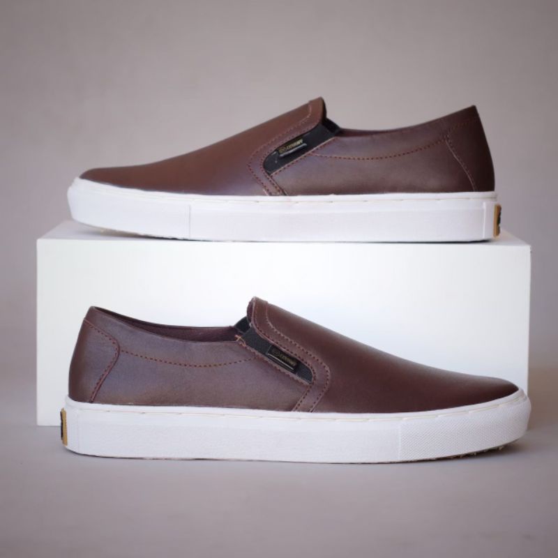 Sepatu Slip On Pria Kulit Asli Original CEVANY CEVANY MORI BROWN SERIES Sepatu Kasual Formal Santai 