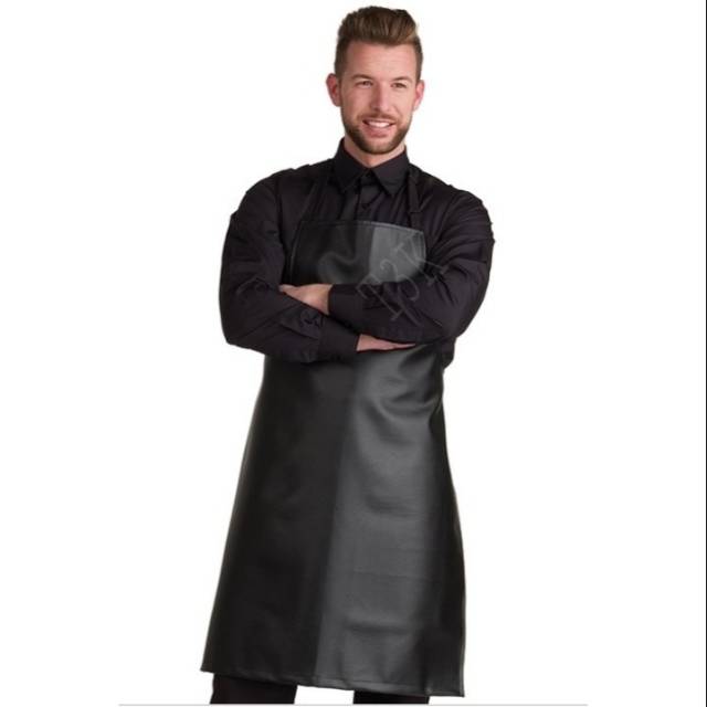 Apron black leather simply