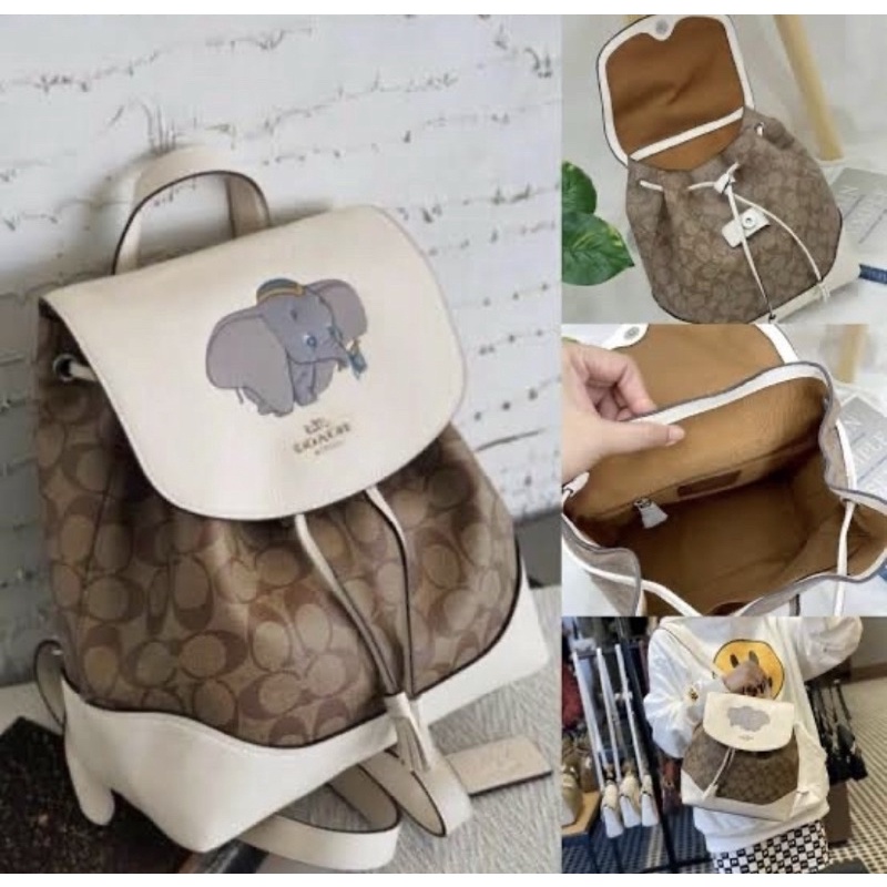 Disney X Coach Elle Backpack In Signature Canvas With Dumbo (91121)