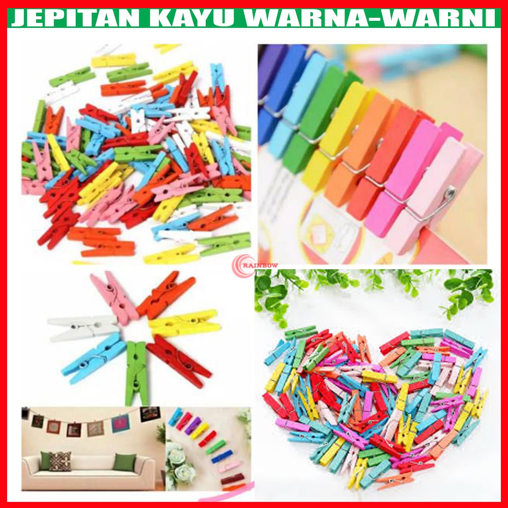 JEPITAN JEMURAN BAJU / JEPITAN KAYU WOODEN KLIP WARNA WARNI / JEPITAN BAJU / CLIP KAYU Random