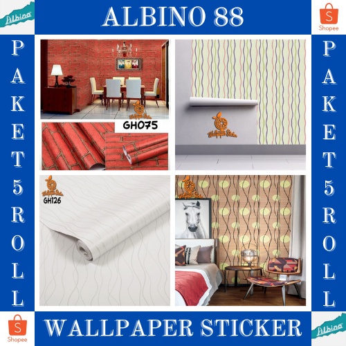 Murah Paket 5 Roll Wallpaper Dinding / Stiker Dinding Anti Air / Walpaper Dinding Kamar Tidur Motif