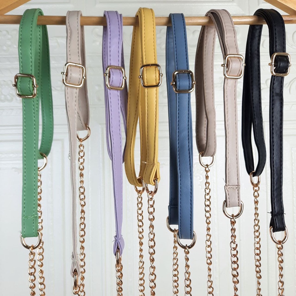 Tali Panjang Selempang Tas Kombinasi Rantai Kulit Slempang