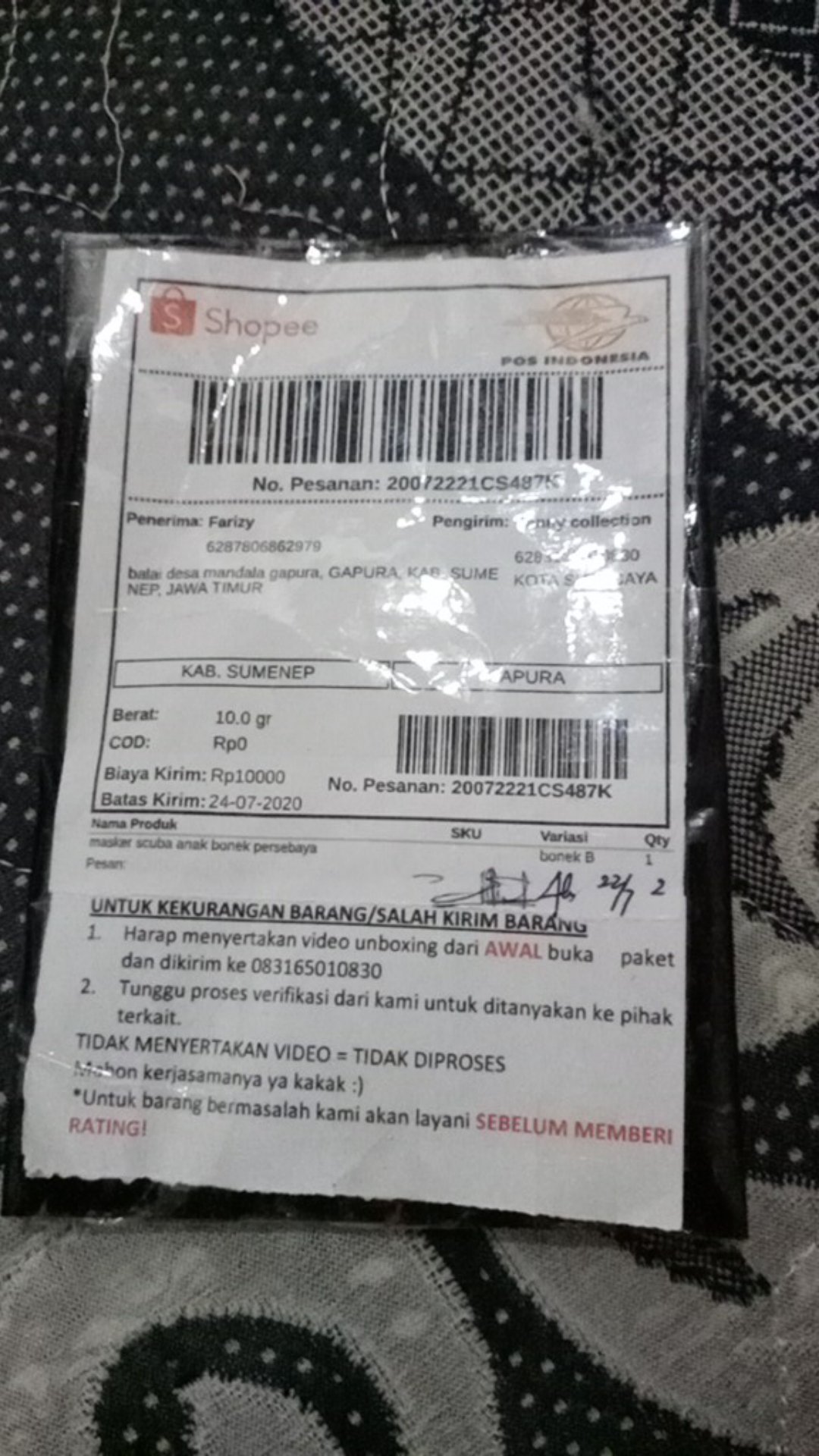 Masker Scuba Anak Bonek Persebaya